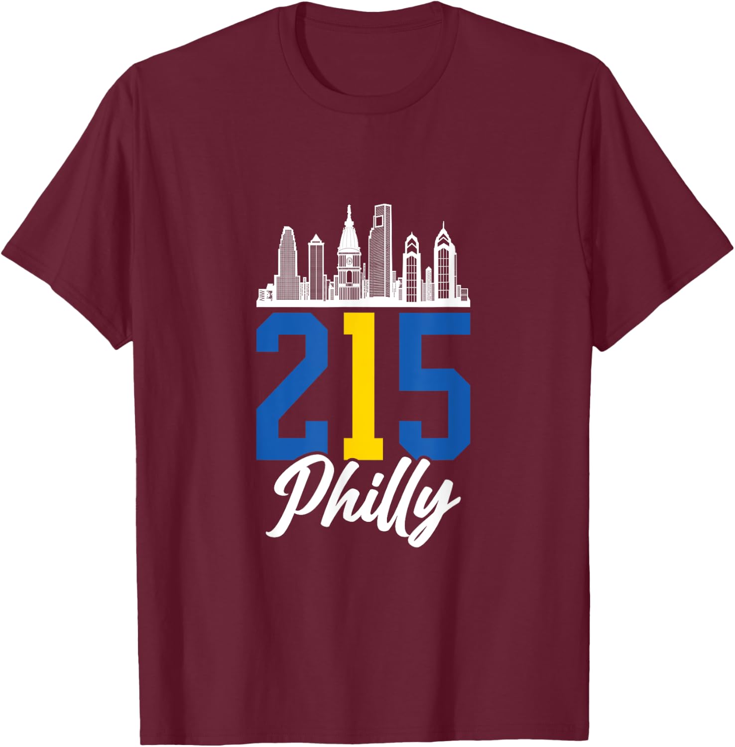 Philadelphia Philly 215 Pennsylvania T-Shirt - T-Shirt | Maroon