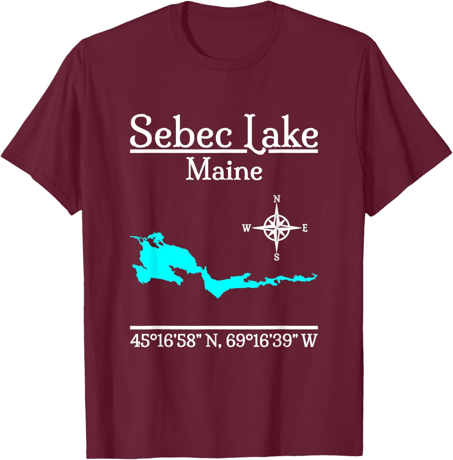 Sebec Lake - Maine T-Shirt - T-Shirt | Maroon