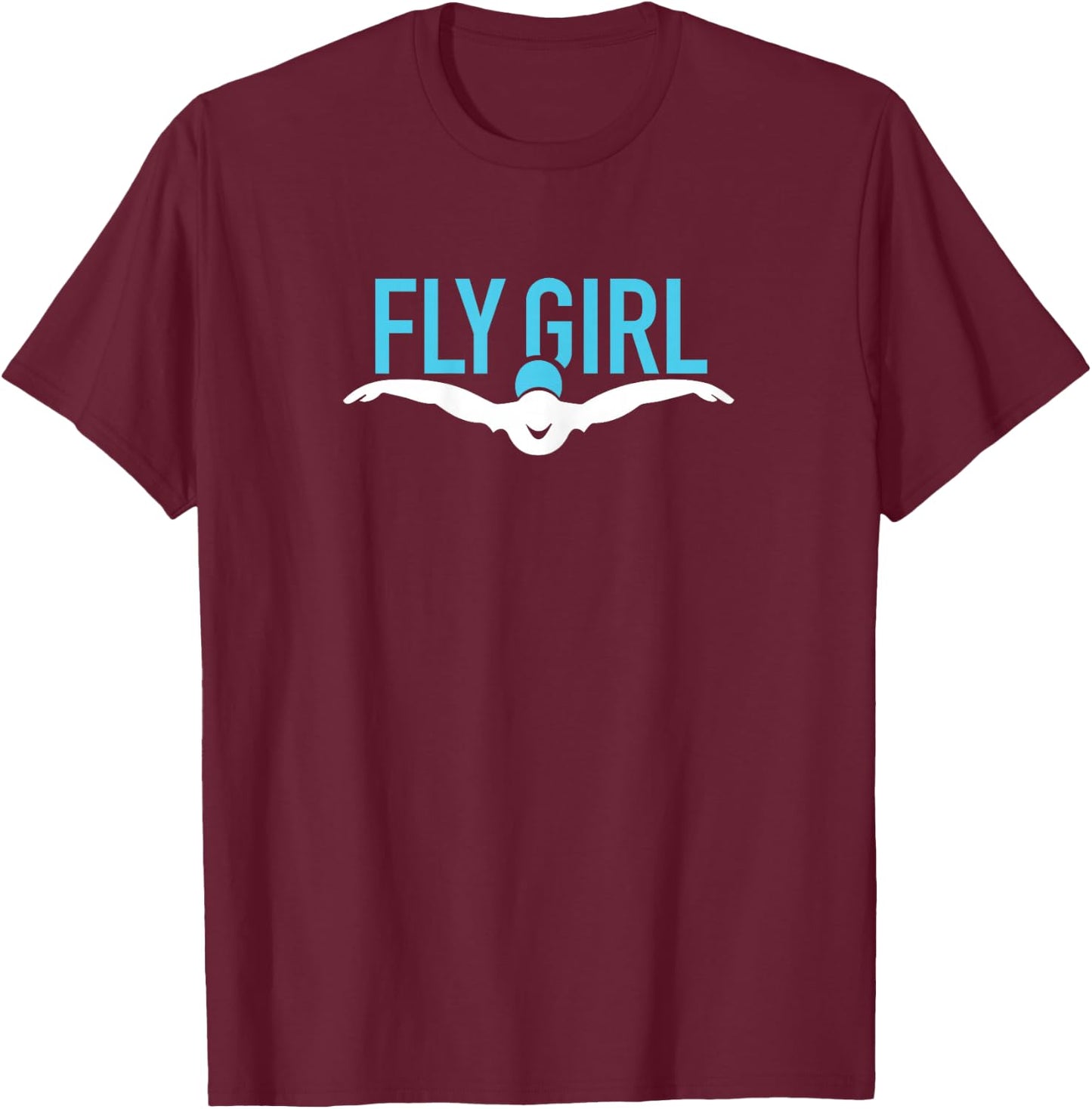 Fly Girl Swim Butterfly Funny Swimmer Team Swimming Sport T-Shirt - T-Shirt | Maroon