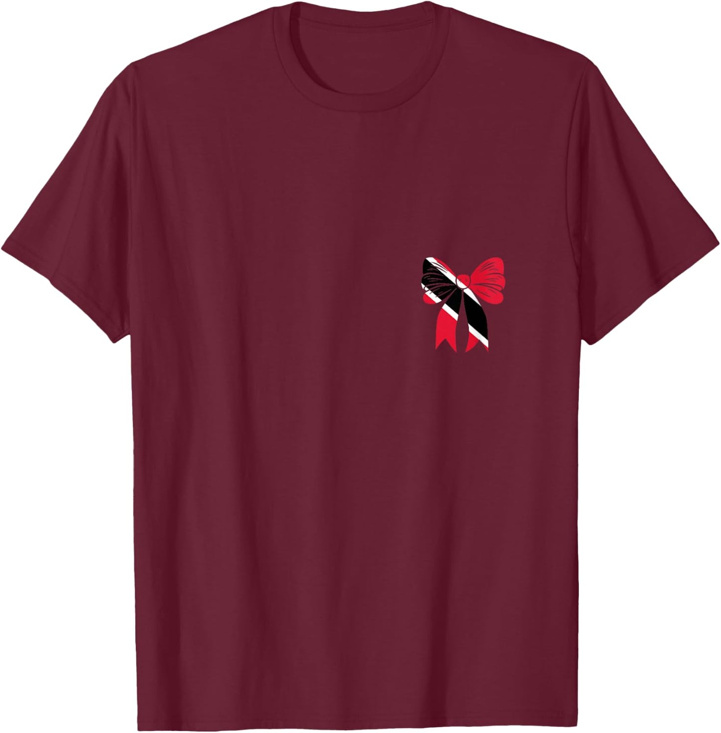 Trinidad & Tobago Coquette Bow Girl Pride Trinidadian Flag T-Shirt - T-Shirt | Maroon