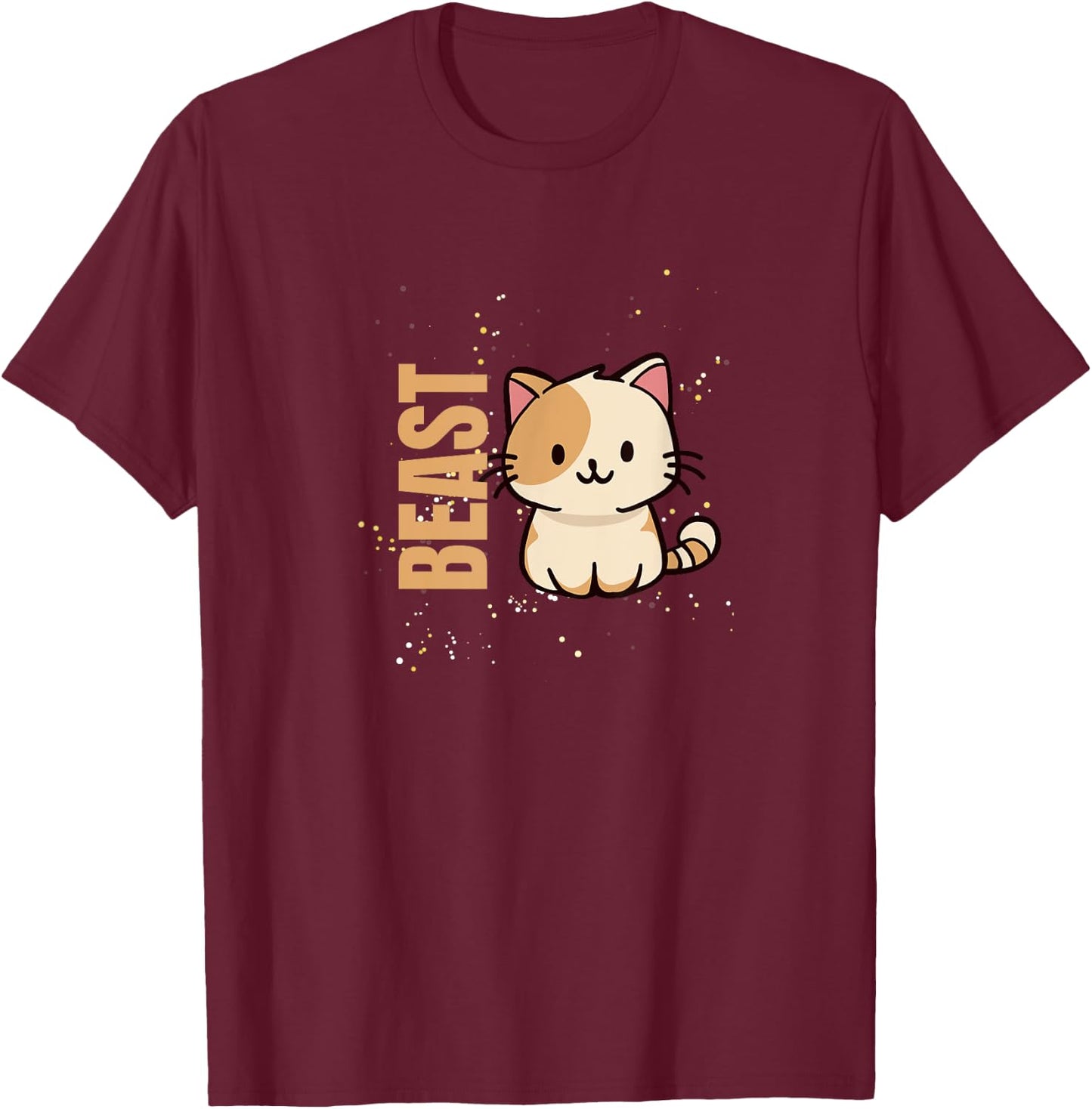 Beast - Cute Cat with Humour T-Shirt - T-Shirt | Maroon