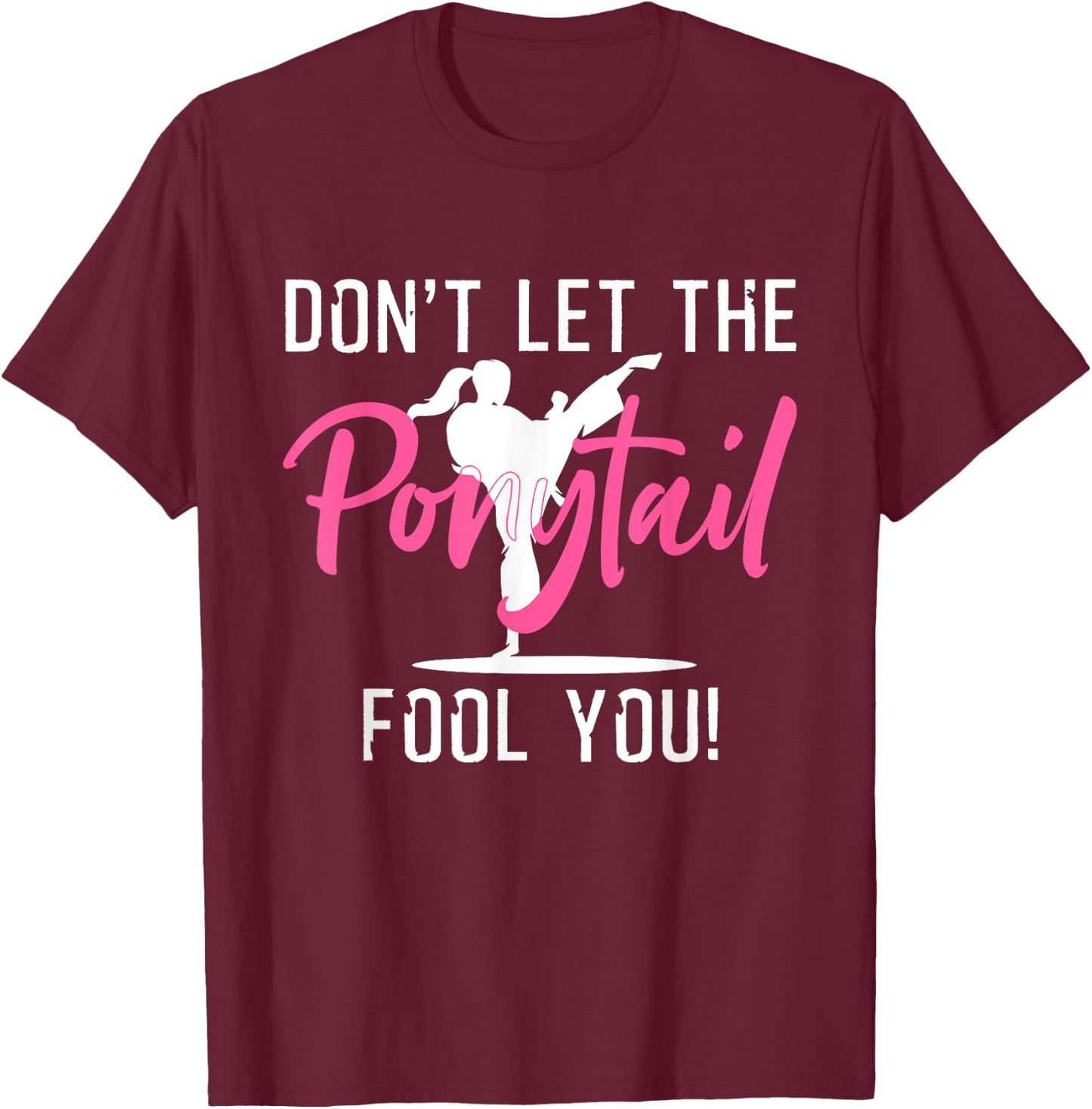 Funny Girl Karate Design Kids Women Kickboxing Black Belt T-Shirt - T-Shirt | Maroon