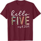 Hello Five Est 2019 5-Year-Old Girl Leopard Print T-Shirt - T-Shirt | Maroon