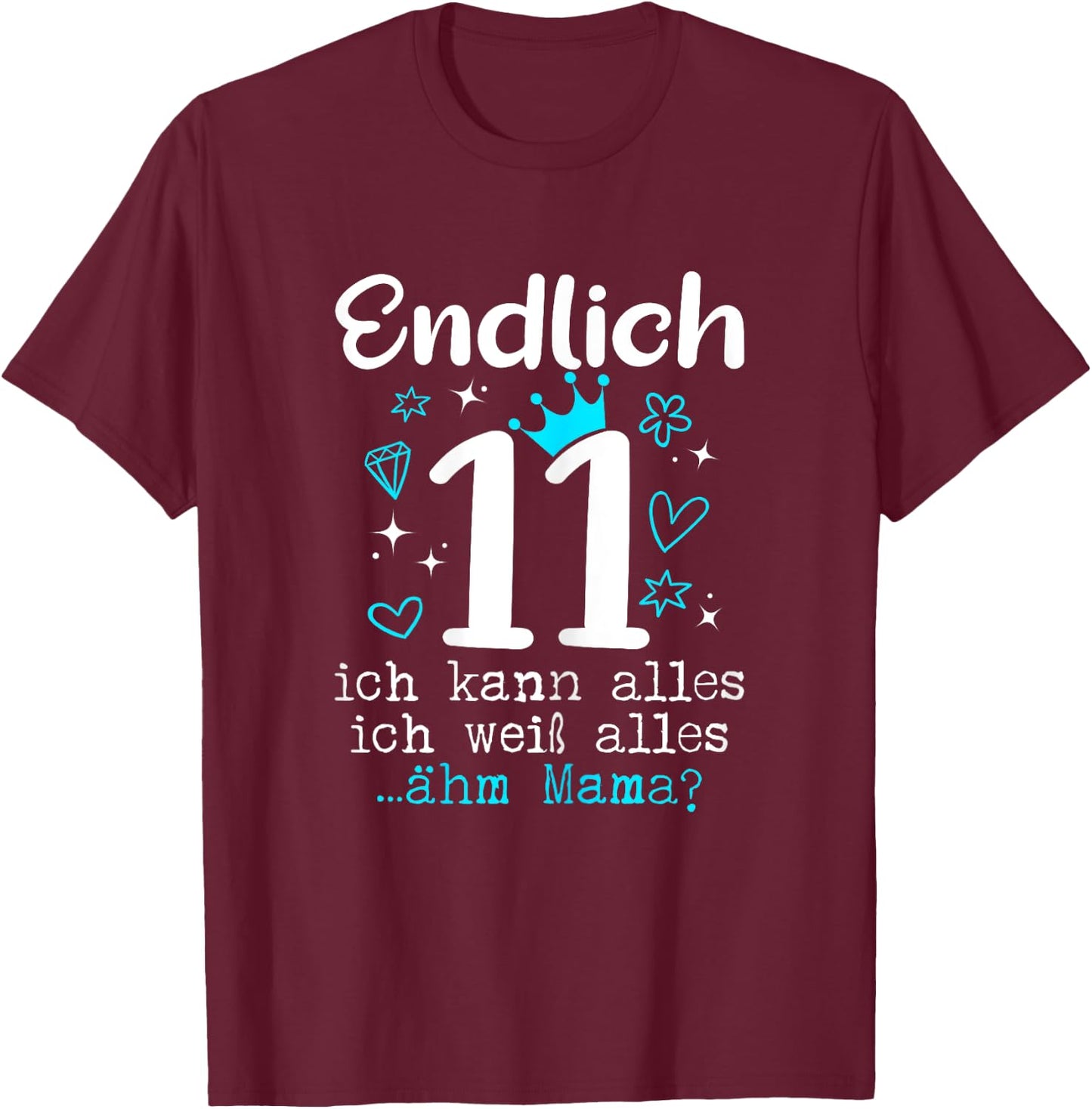11 Geburtstag Mädchen 11 Jahre T-Shirt - T-Shirt | Maroon