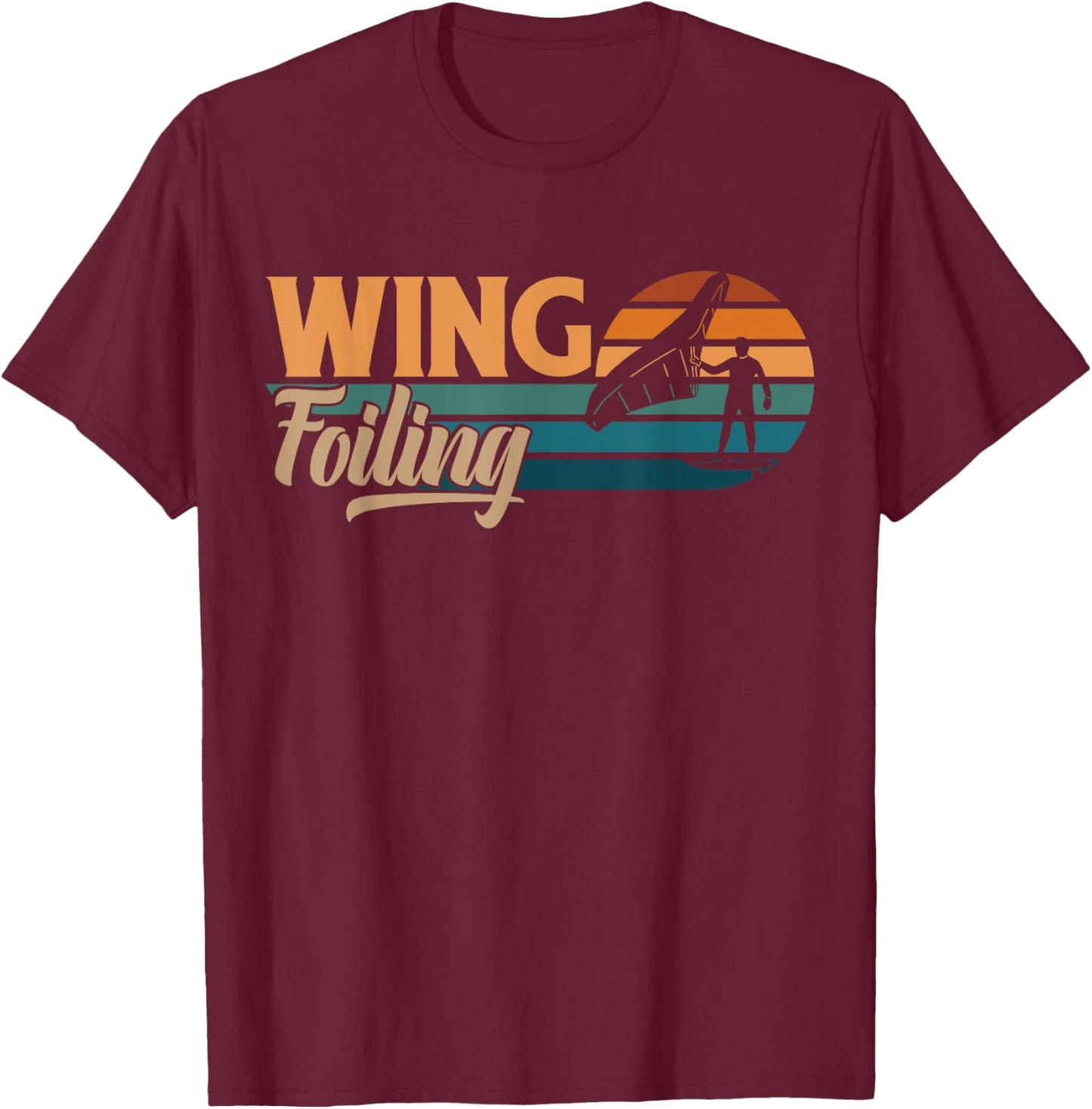 Wing Foil Wingboard , Black, S T-Shirt - T-Shirt | Maroon