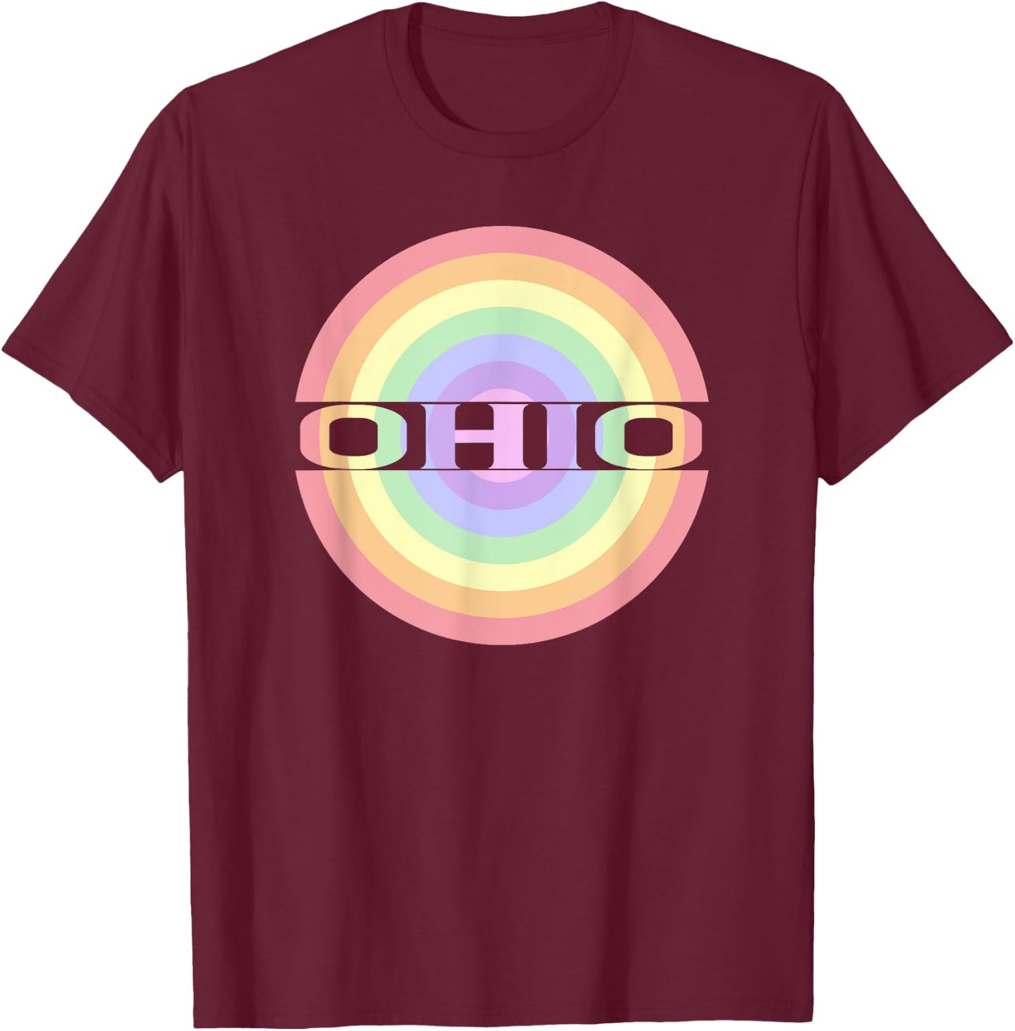 Ohio OH Souvenir Keepsake Pastel for Adults Children Kids T-Shirt - T-Shirt | Maroon