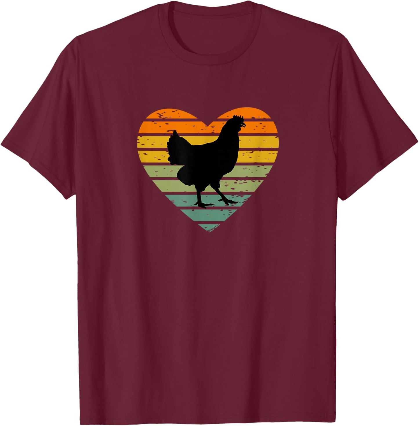 Ich Liebe Hühner Retro Herz Hühnerfan Bauernhof Henne Huhn T-Shirt - T-Shirt | Maroon