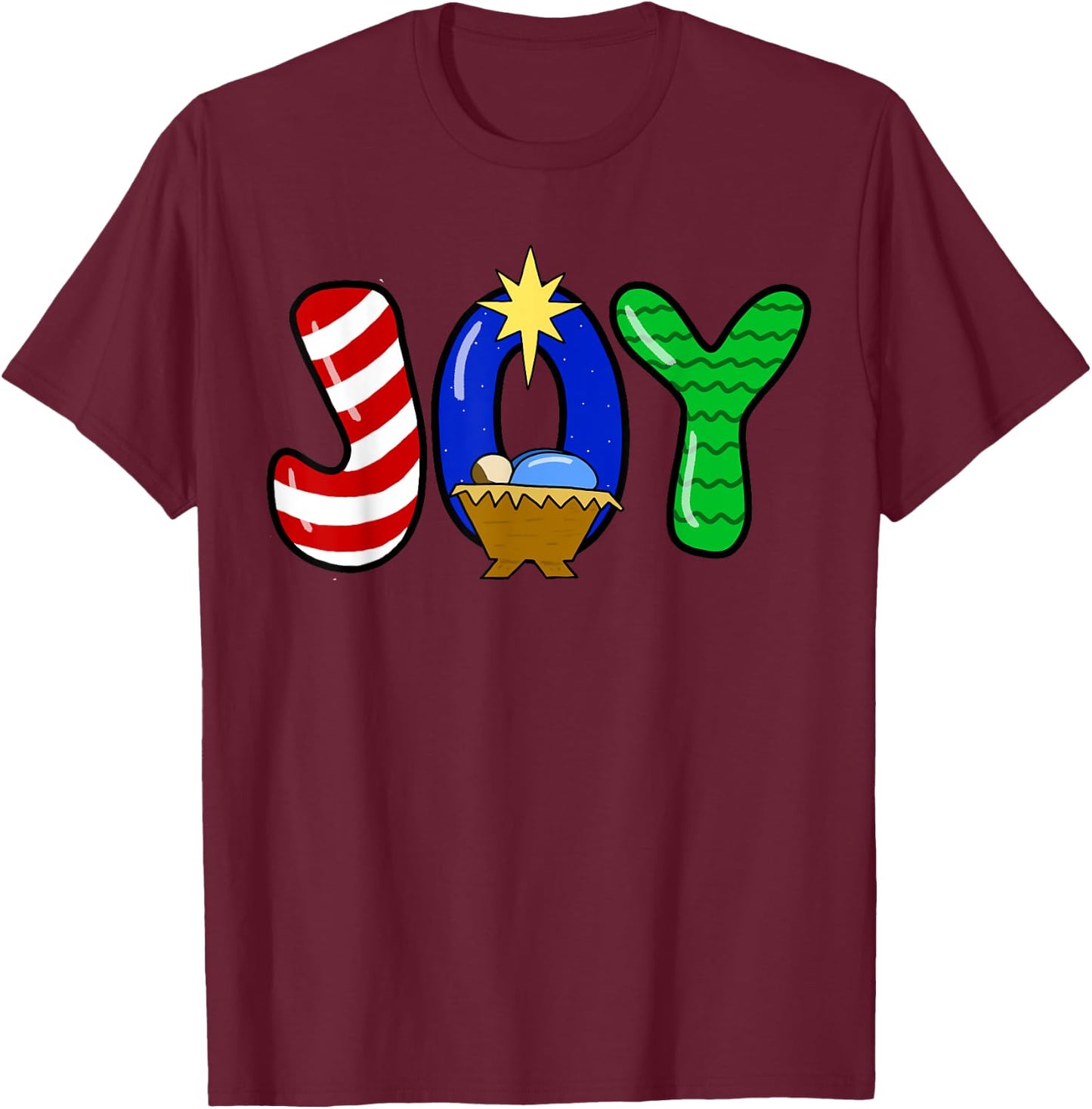 Choose Joy Christmas Manger Baby Jesus Nativity Joy Pajamas T-Shirt - T-Shirt | Maroon