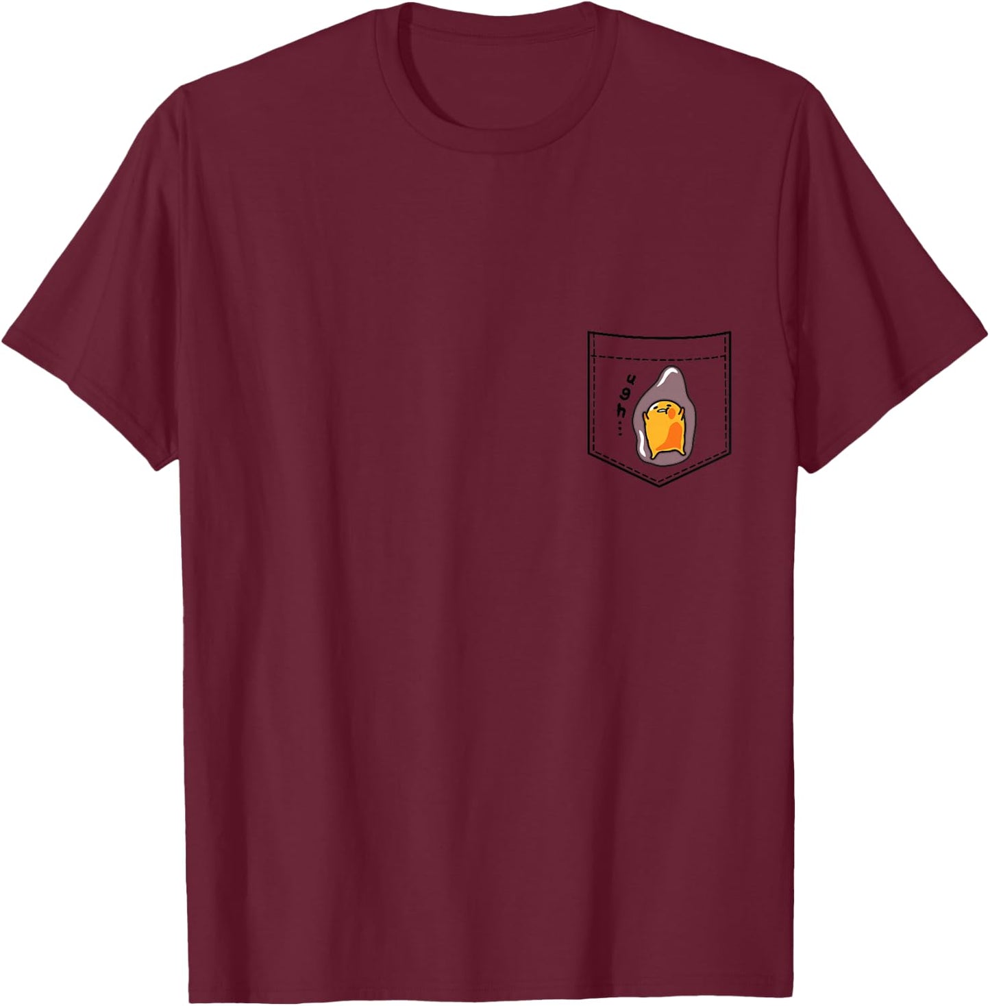 Gudetama Faux Pocket T-Shirt - T-Shirt | Maroon