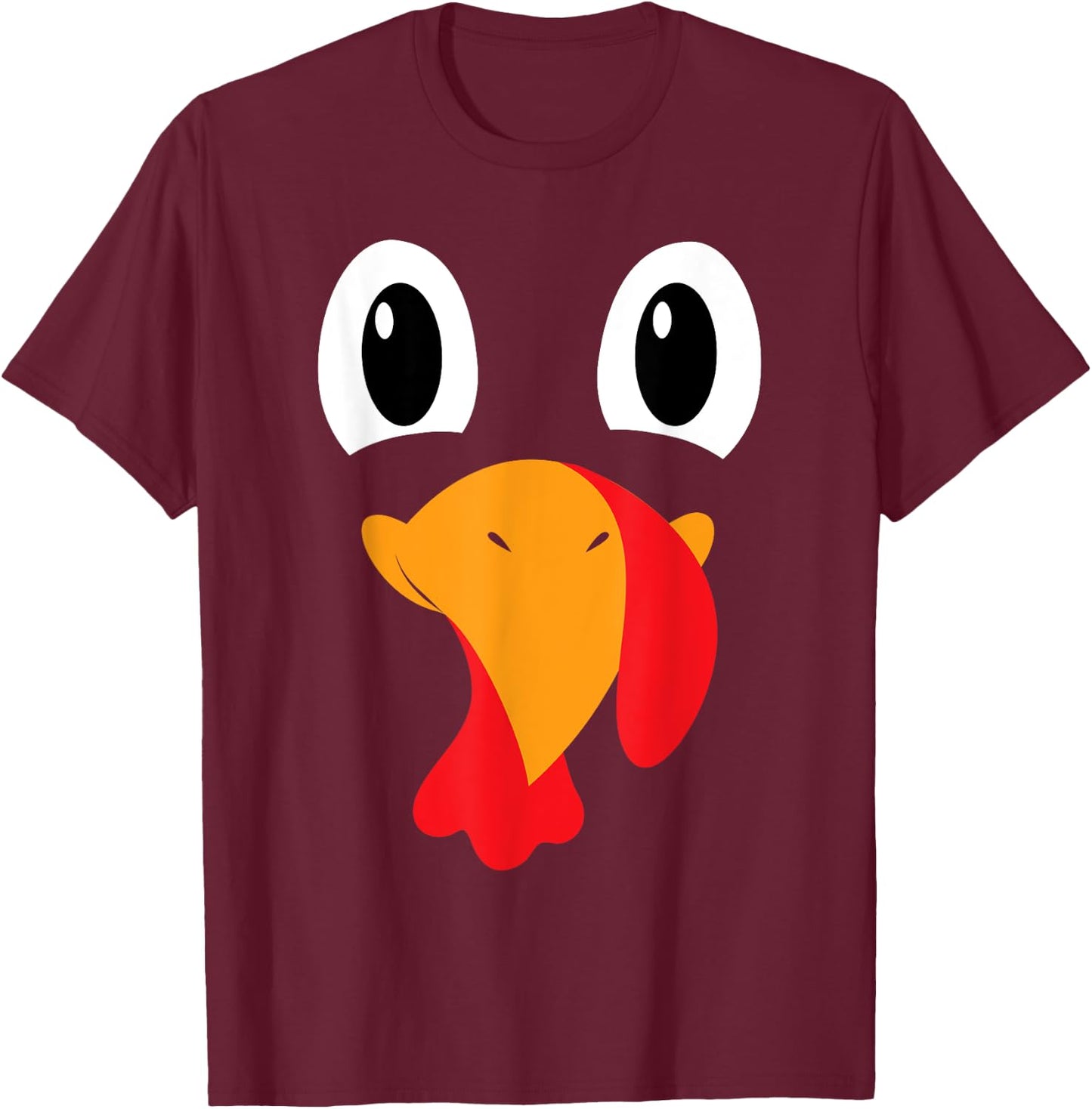 Turkey Face Kids Adult Funny Halloween Thanksgiving T-Shirt - T-Shirt | Maroon