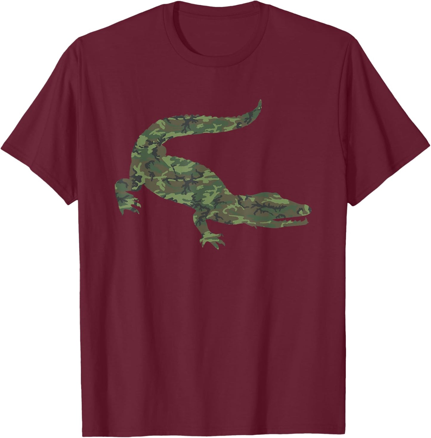 Military Alligator Camo Print US Crocodile Veteran Men Gift T-Shirt - T-Shirt | Maroon