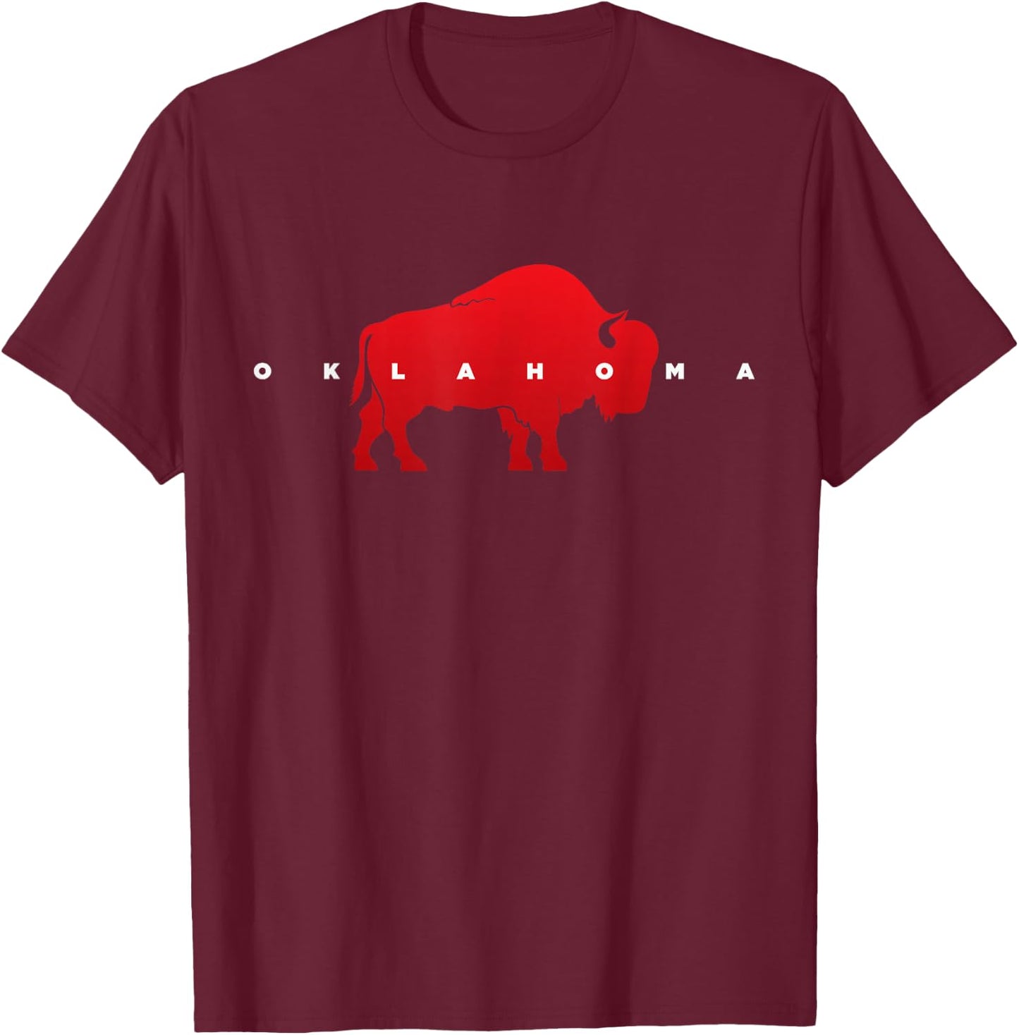 Oklahoma Bison Wildlife Animal Silhouette T-Shirt - T-Shirt | Maroon
