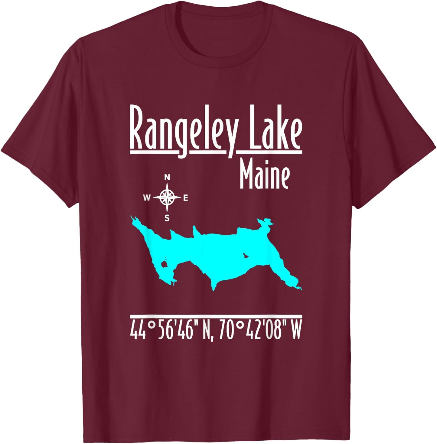 Modern Rangeley Lake - Maine T-Shirt - T-Shirt | Maroon