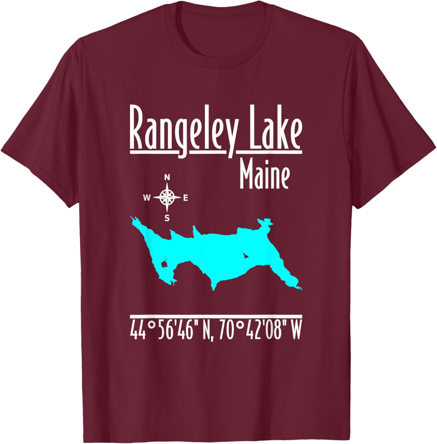 Modern Rangeley Lake - Maine T-Shirt - T-Shirt | Maroon