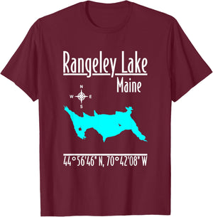 Modern Rangeley Lake - Maine T-Shirt - T-Shirt | Maroon