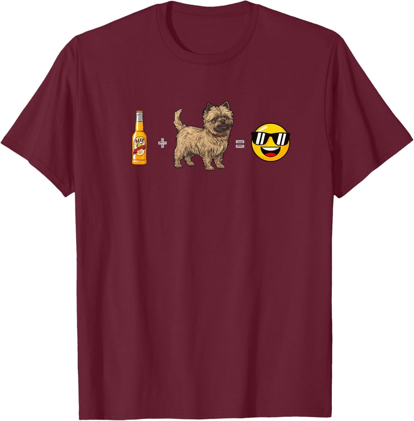Cairn Terrier + Beer Dog Dad Happy Men Pet Lover T-Shirt - T-Shirt | Maroon