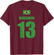 Kokainho 13 Sauftrikot Brasilien Namen Fußball Partyurlaub T-Shirt - T-Shirt | Maroon