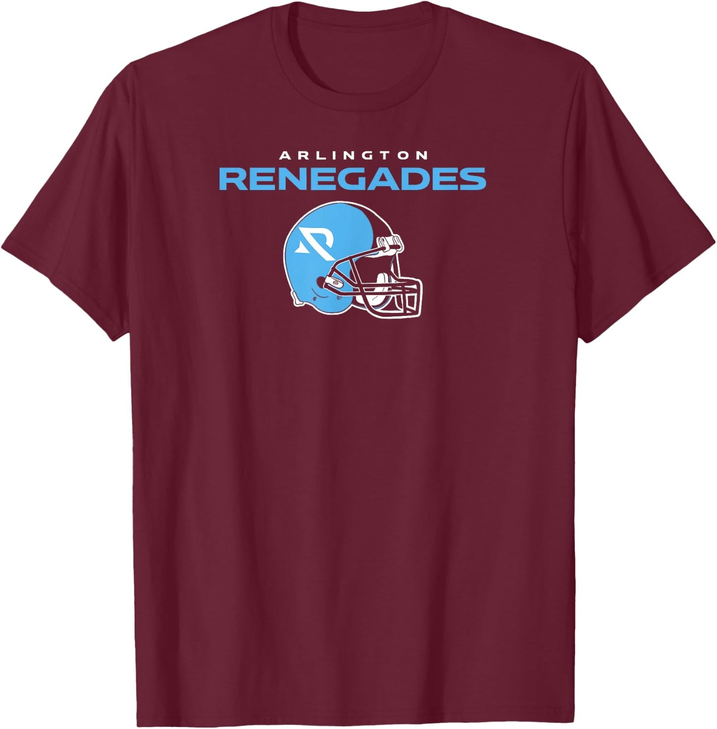 BreakingT Arlington Renegades UFL Vintage Helmet Black -Adults Short Sleeve Classic Fit Cotton Blend Small T-Shirt - T-Shirt | Maroon