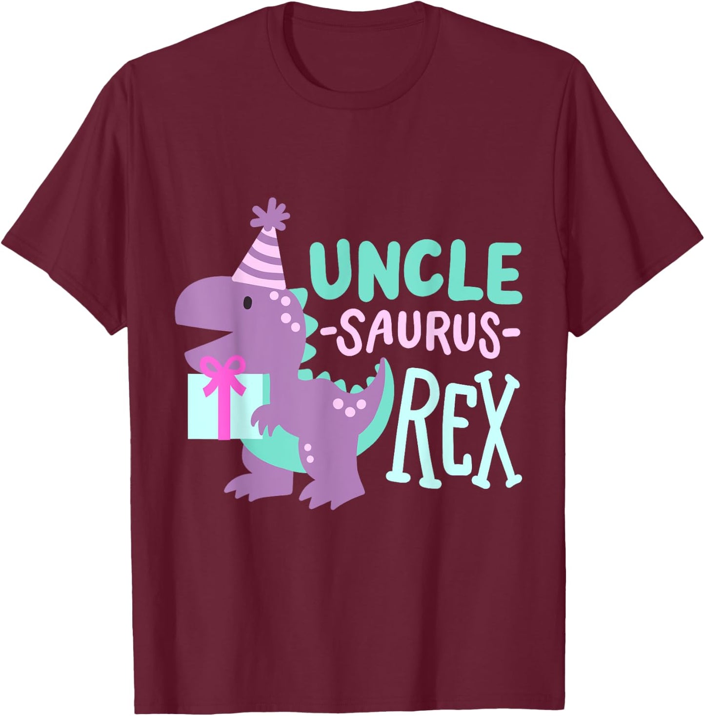 Dinosaur Birthday Uncle Saurus T Rex Family Matching Party T-Shirt - T-Shirt | Maroon