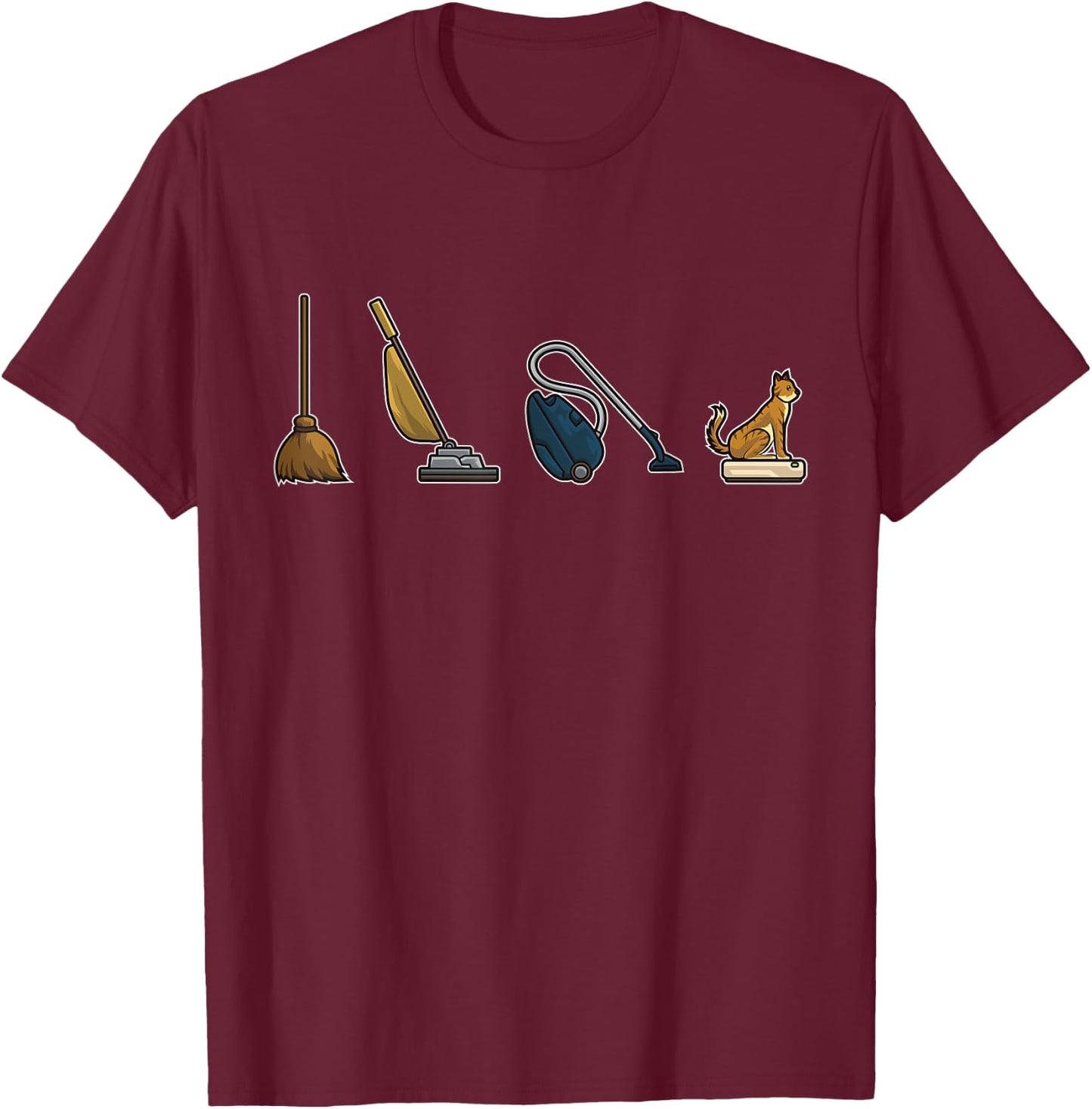 Evolution of Vacuum Cleaners Funny Cat Robot Vacuum Cleaner Women Girls Kids T-Shirt - T-Shirt | Maroon