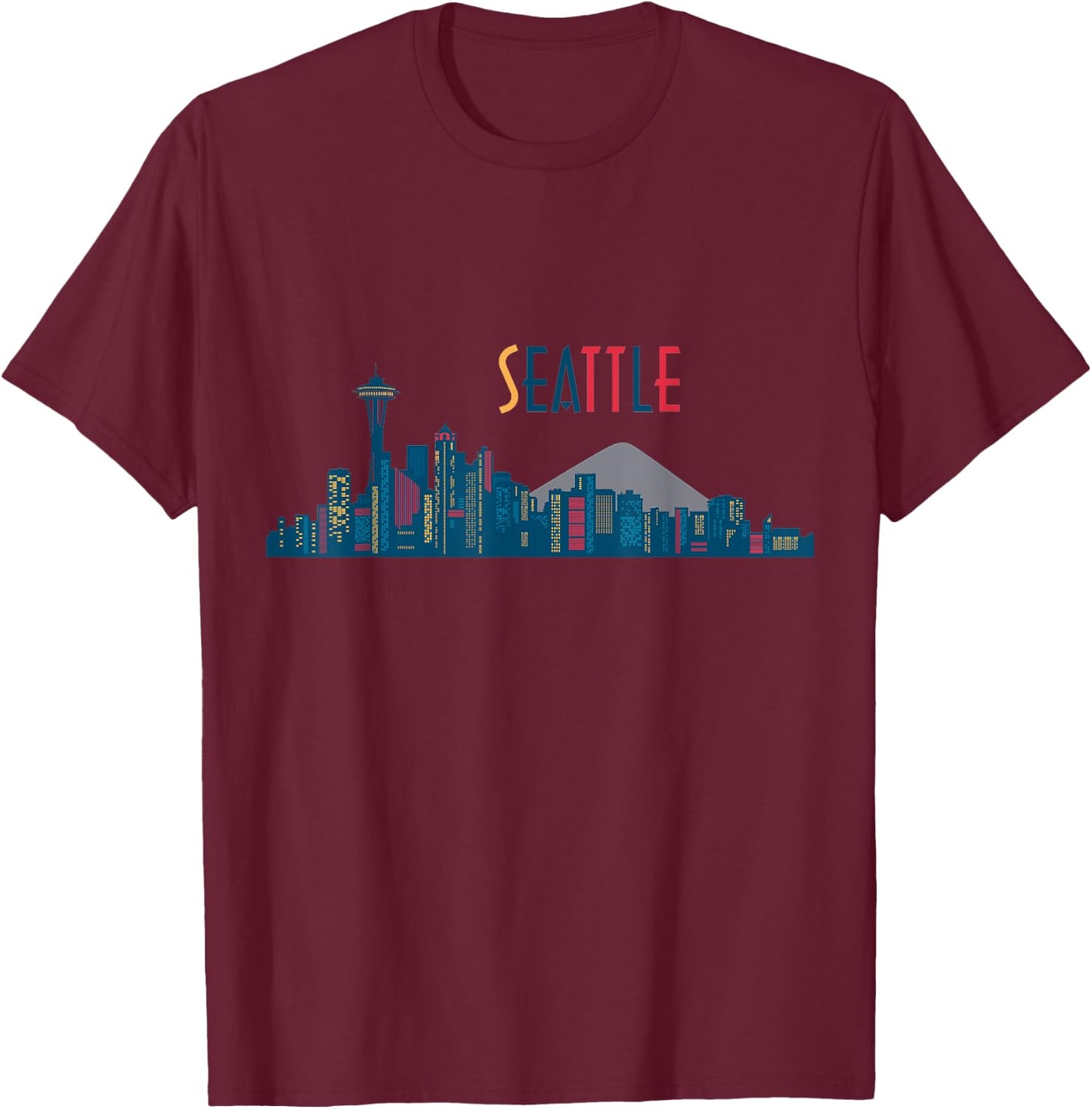 Seattle Skyline Vintage Seattle Washington T-Shirt - T-Shirt | Maroon