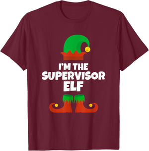 I'm The Supervisor Elf Family Pajama Christmas Funny T-Shirt - T-Shirt | Maroon