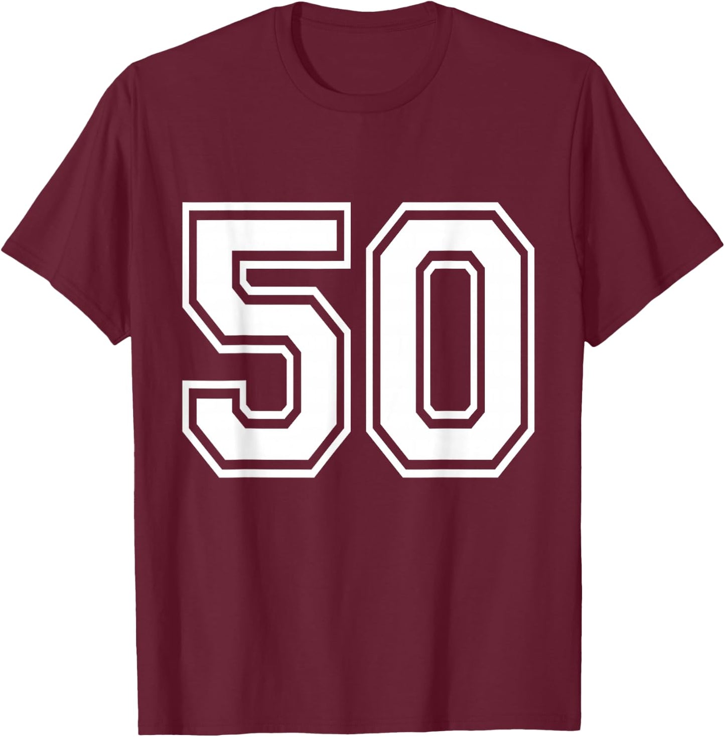 Number 50 Varsity Sports Team Jersey 50th Birthday 50 Years T-Shirt - T-Shirt | Maroon