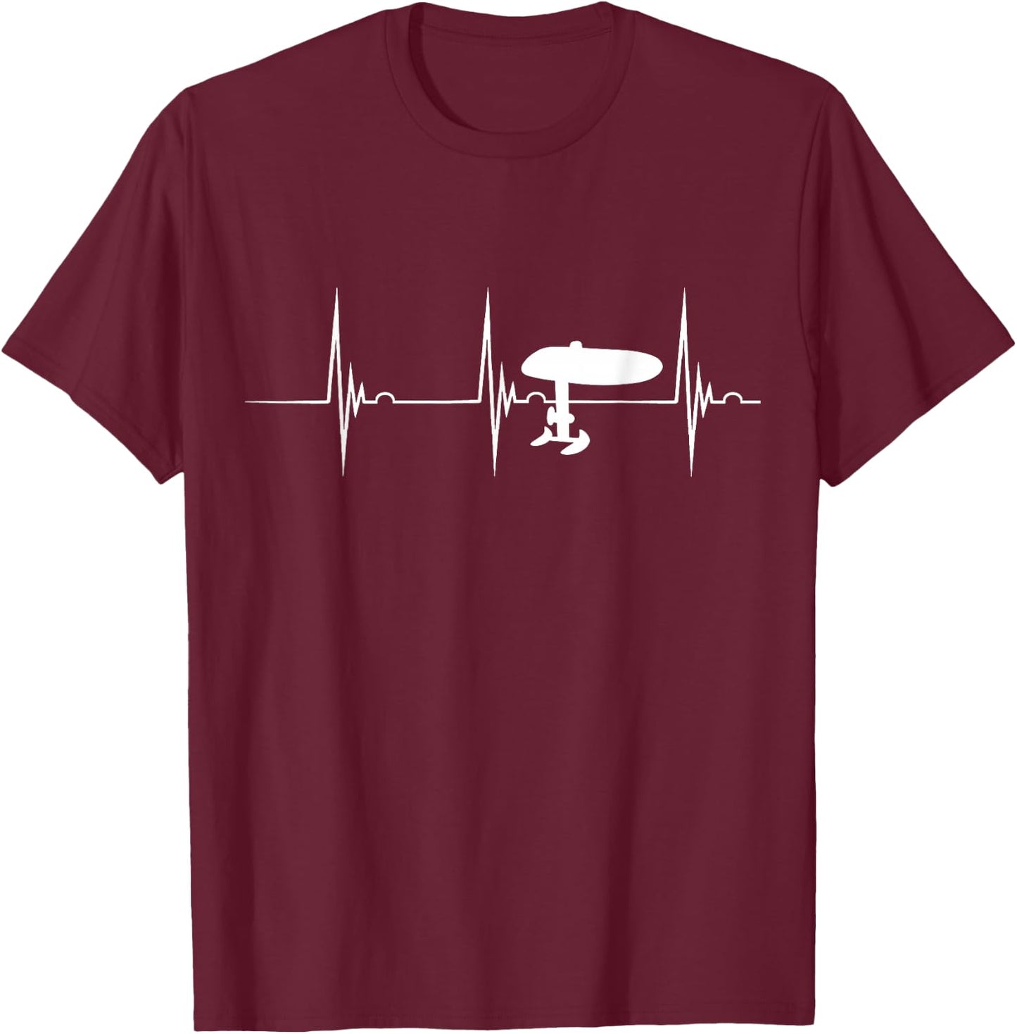 Elektrisches Hydrofoil Surfboard Efoil Heartbeat EKG Pulsfolie T-Shirt - T-Shirt | Maroon
