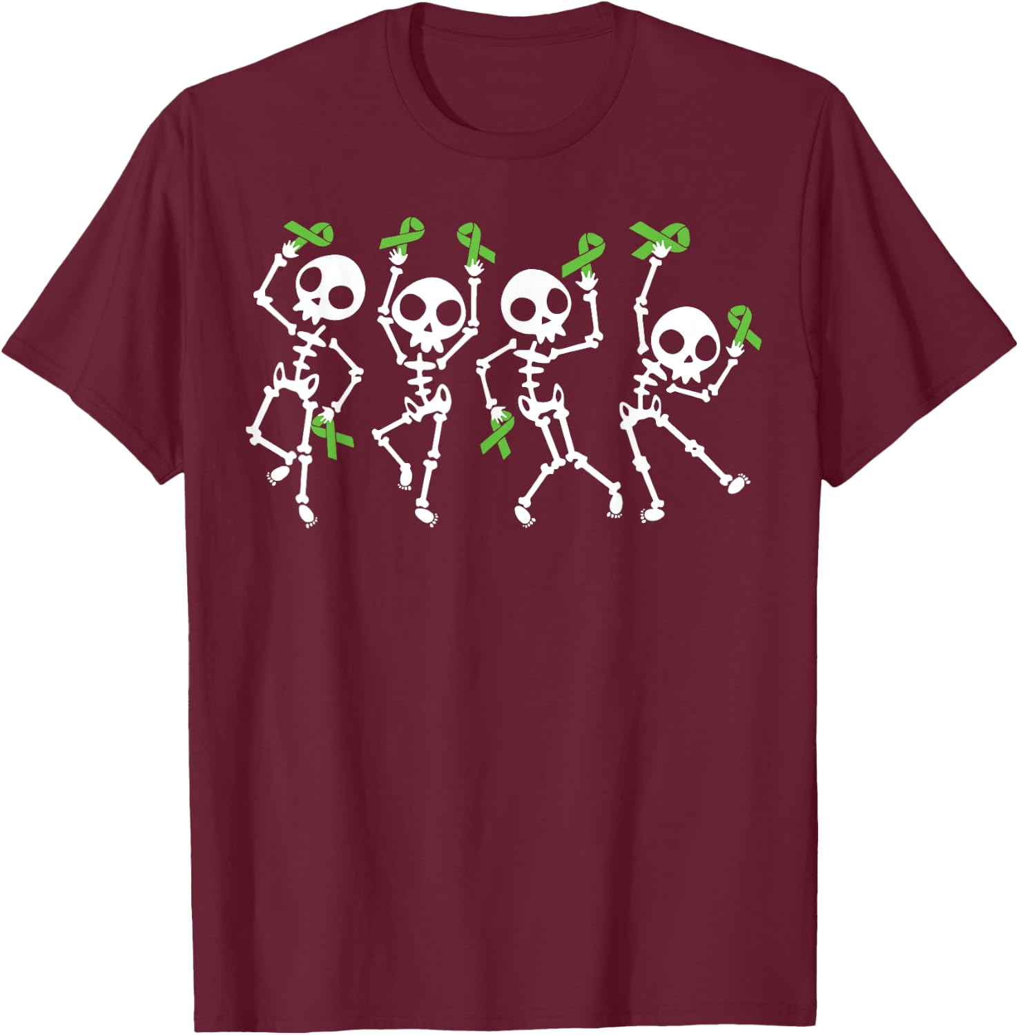 Non-hodgkin Lymphoma Awareness Skeleton Women Men Kids T-Shirt - T-Shirt | Maroon
