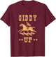 Giddy up, Cowboy, Cowgirl, Vintage Yellow Retro Gift T-Shirt - T-Shirt | Maroon