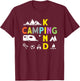 Camping Kinder Zubehör Wohnwagen Junge Mädchen Camping Kind Schwarz Klein -Kinder Camping-themed Kinder mit kurzen Ärmeln Kurzarm Camping T-Shirt - T-Shirt | Maroon