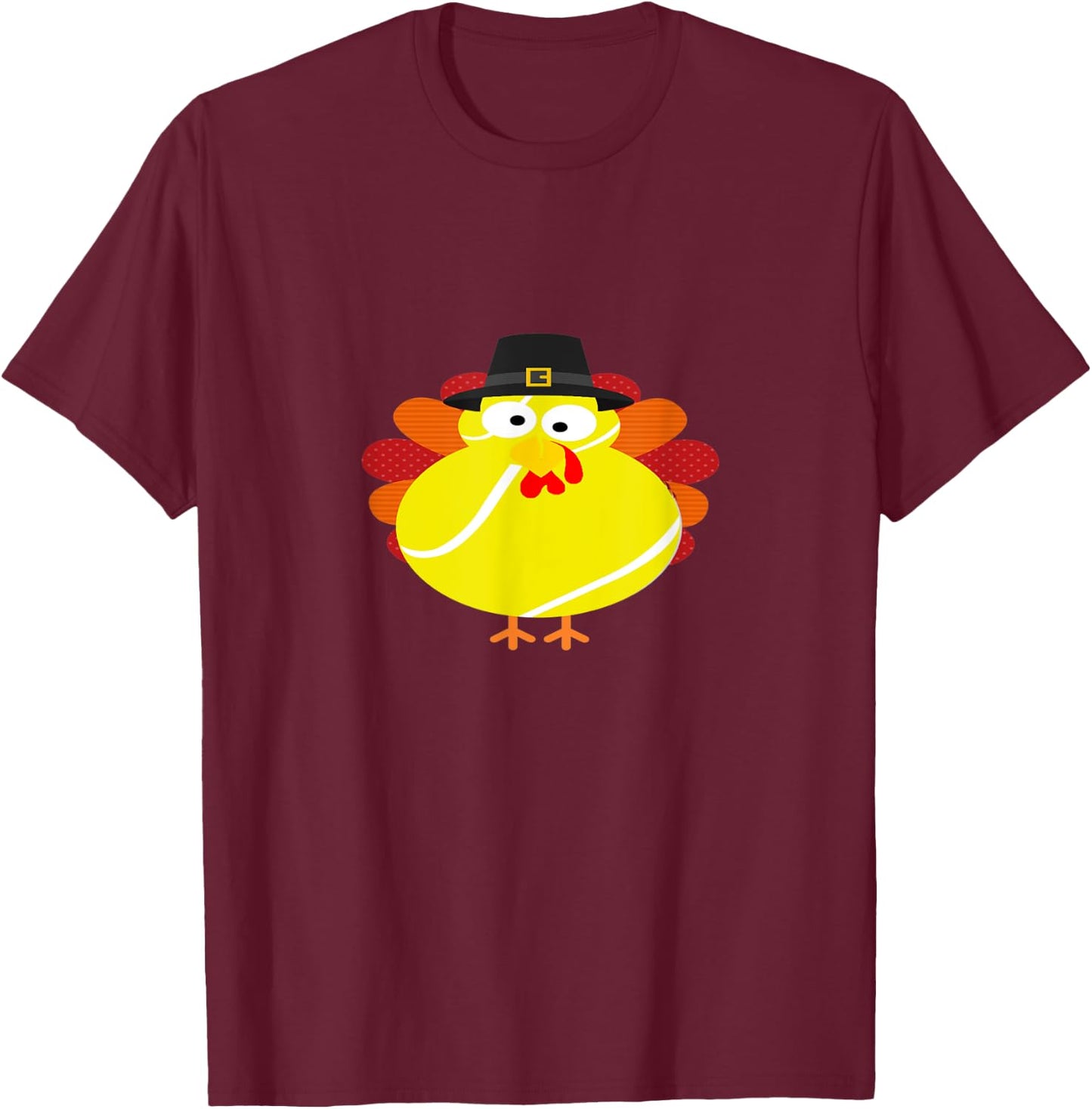 Thanksgiving Turkey Tennis - Tennis Pilgrim Turkey T-Shirt - T-Shirt | Maroon
