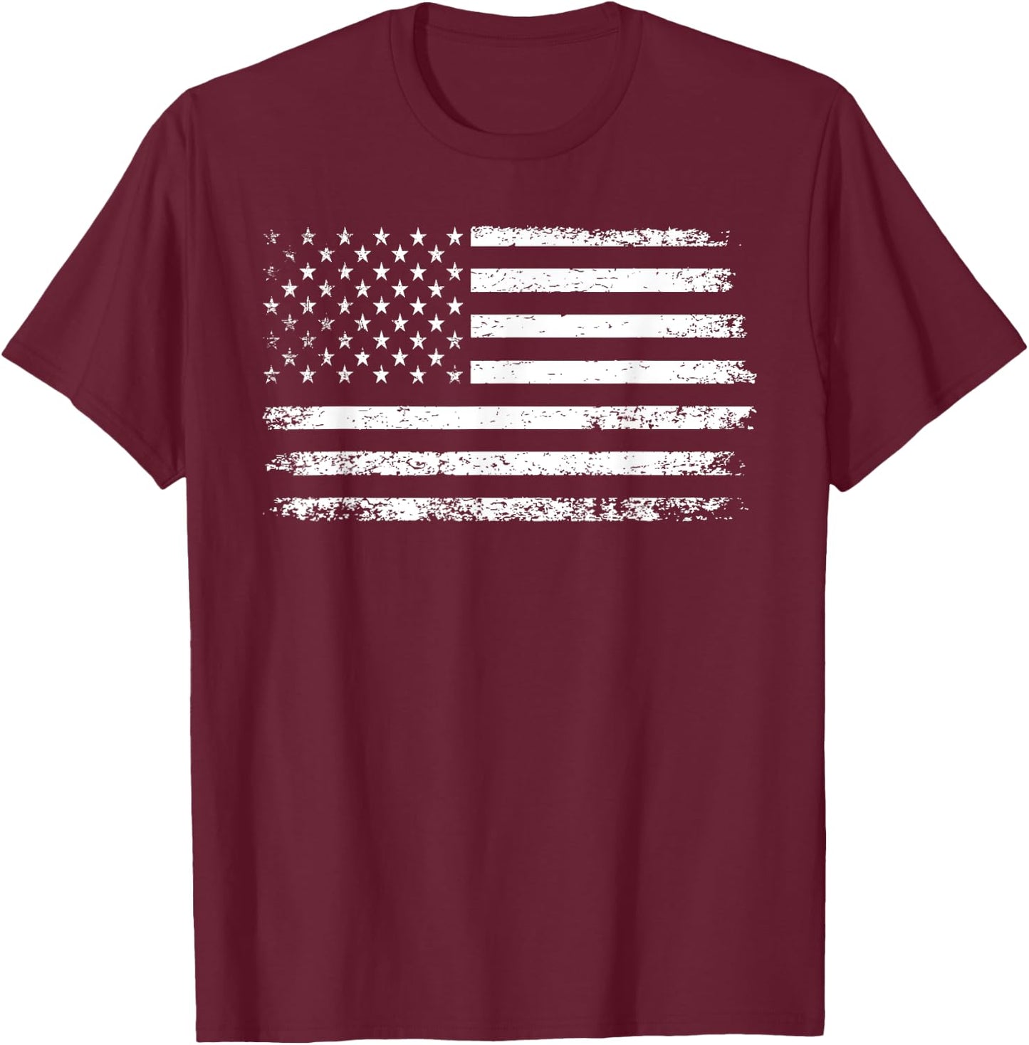 Distressed American Flag Men Boys Women Girls Kids T-Shirt - T-Shirt | Maroon