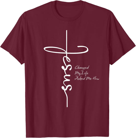 Vintage Zitat Jesus Changed My Life Asked Me How T-Shirt - T-Shirt | Maroon