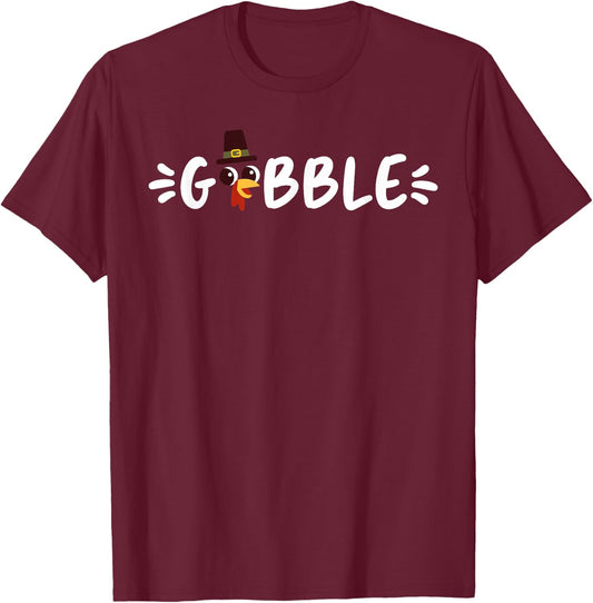 Cute Thanksgiving Day Design Men Women Funny Turkey Gobble T-Shirt - T-Shirt | Maroon