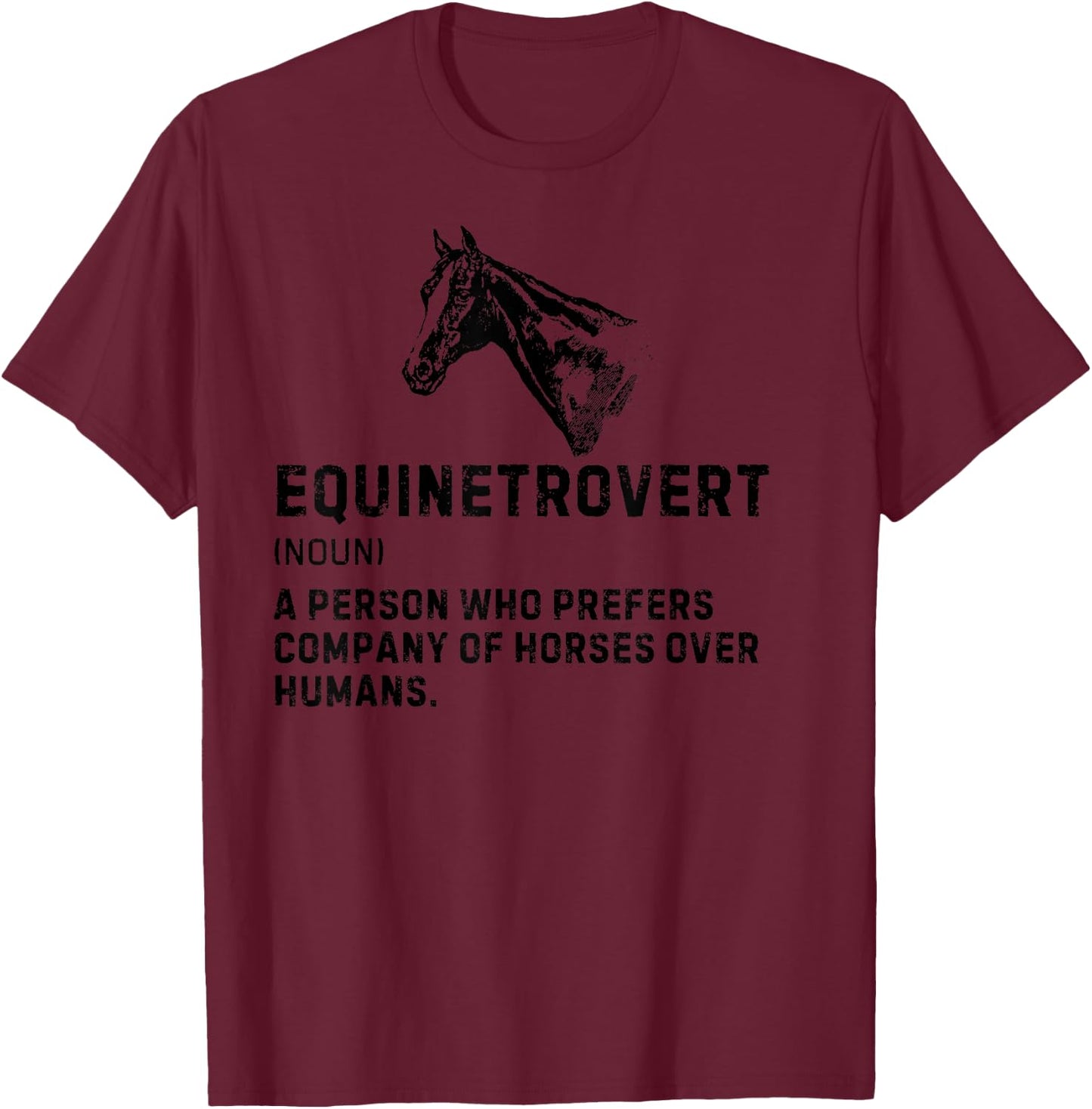 Equinetrovert Horse Definition Horse Riding Funny Horse T-Shirt - T-Shirt | Maroon