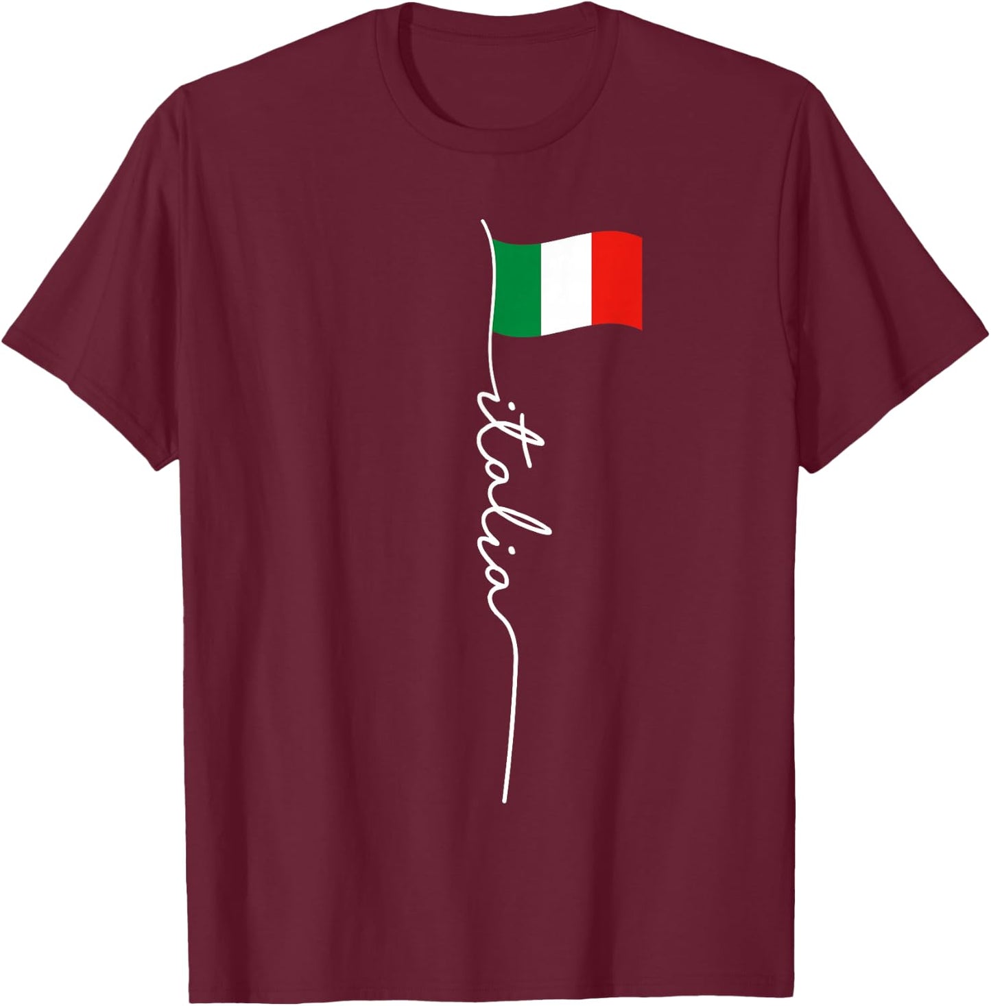 Italy Signature Flag Pole - Elegant Patriotic Italian Flag T-Shirt - T-Shirt | Maroon
