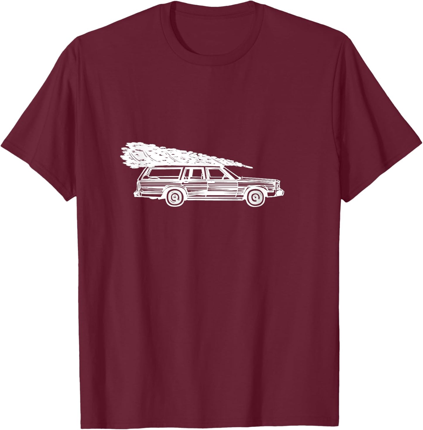 Fun Christmas Tree on Car Gift Design , Women, Kids T-Shirt - T-Shirt | Maroon