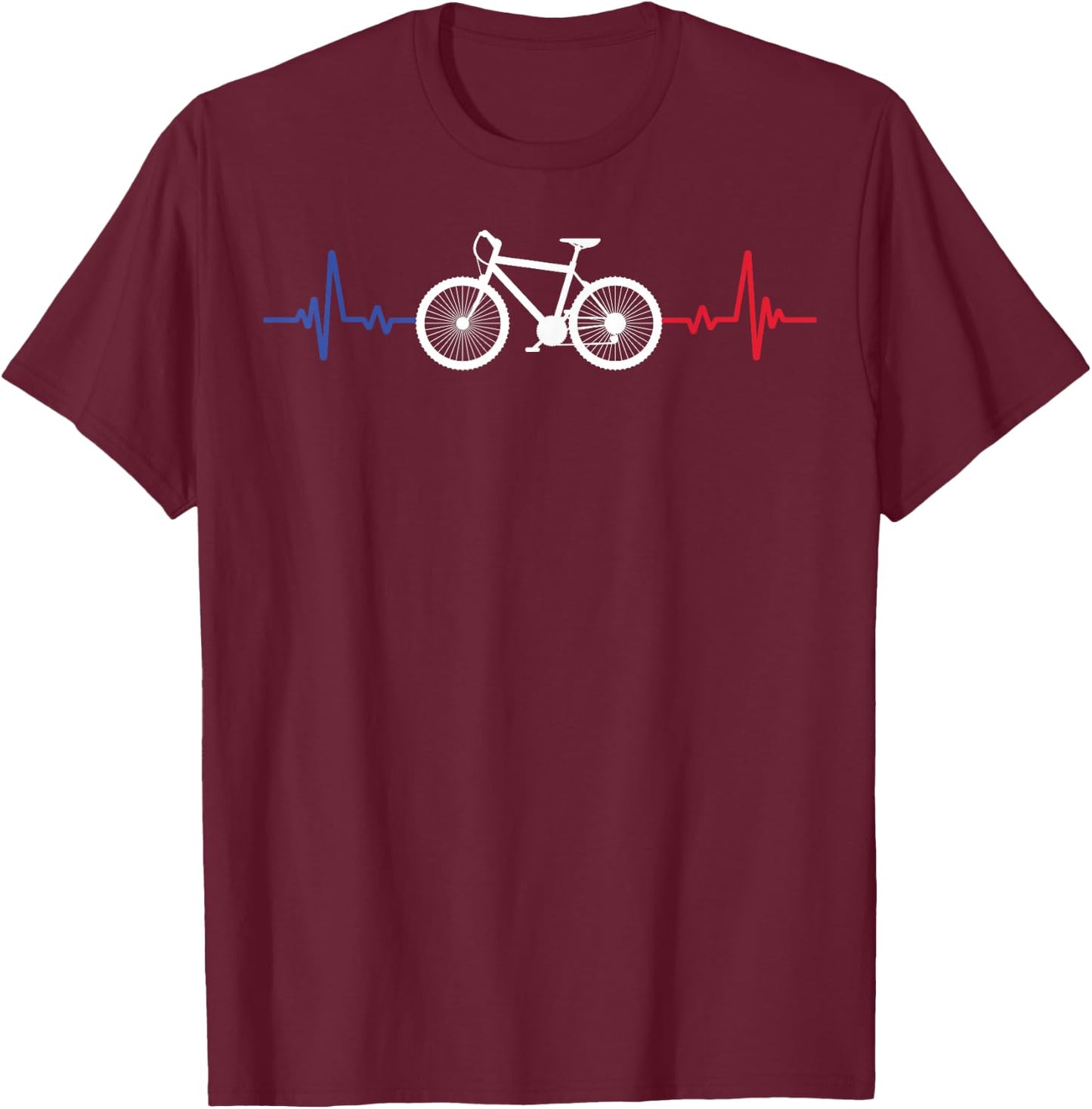 Bicycle Bike Cyclism Cycling Mtb Heartbeat Humour T-Shirt - T-Shirt | Maroon