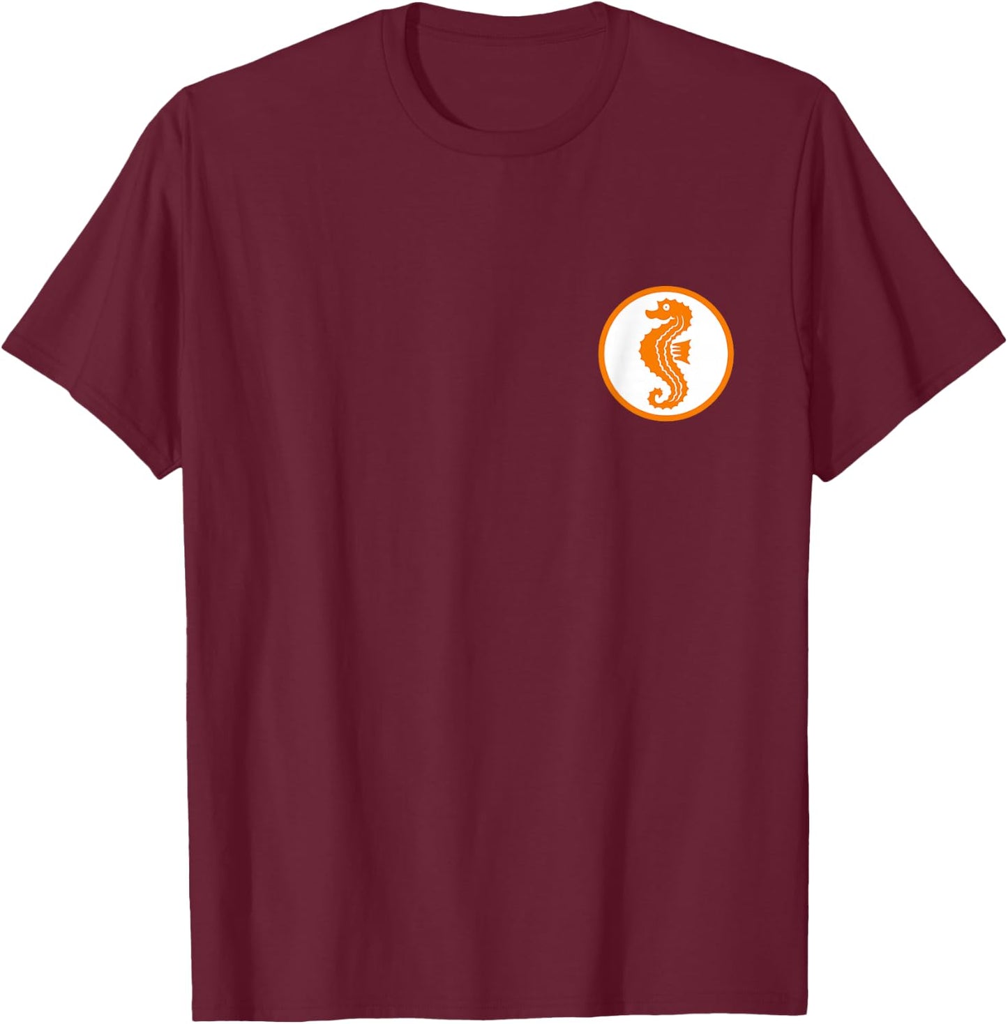 Seahorse Swimming Badge Early Swimming Retro Swimming , black, s T-Shirt - T-Shirt | Maroon