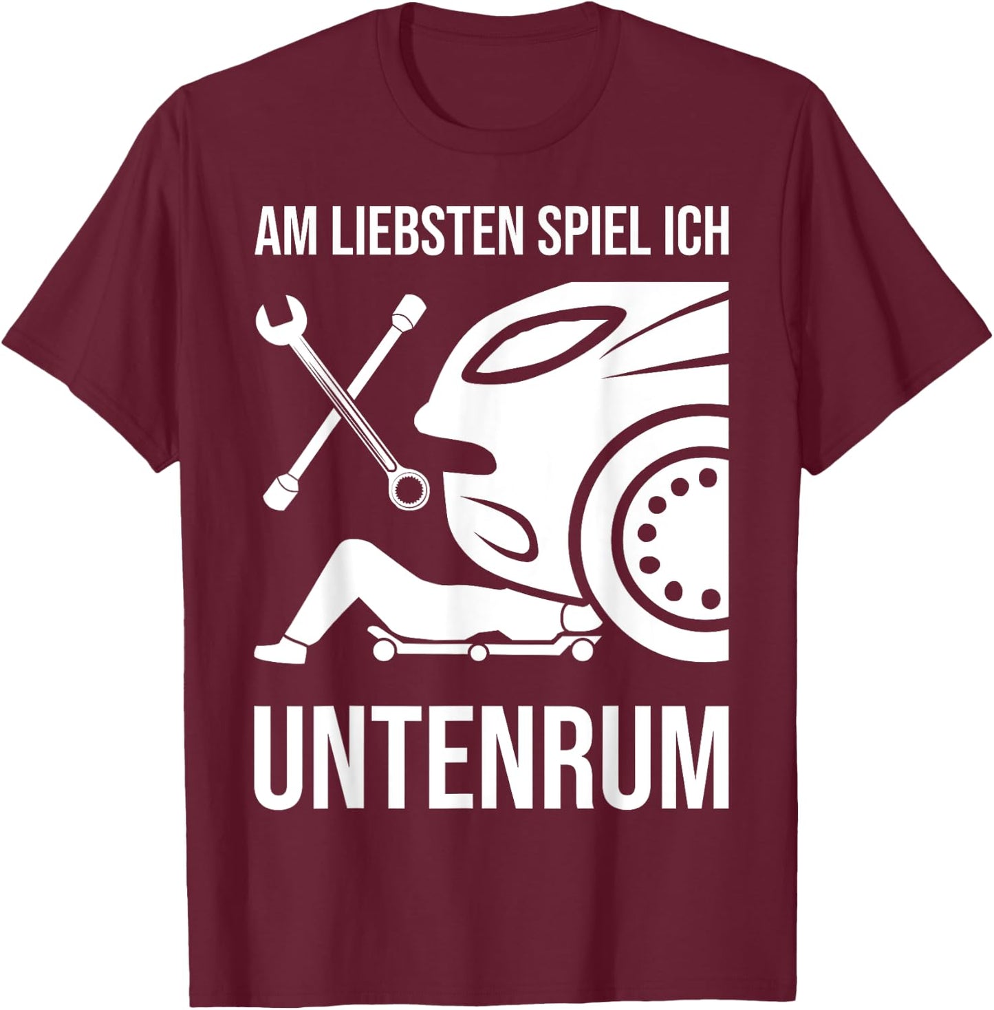 Car Mechanic Mechatronics with German Text "Schrauber", black T-Shirt - T-Shirt | Maroon