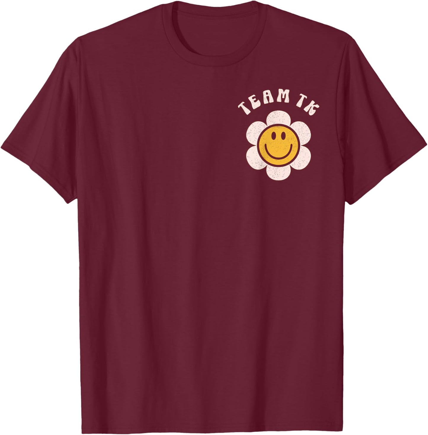 Team TK Retro Teacher Daisy Colorful - TK School Back Design T-Shirt - T-Shirt | Maroon