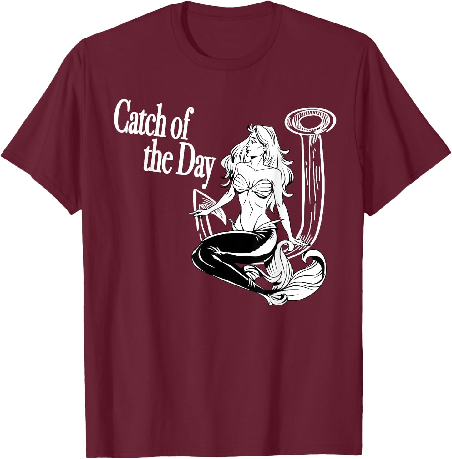 Catch of the Day - Fisher Design in Pin Up Girl Style T-Shirt - T-Shirt | Maroon