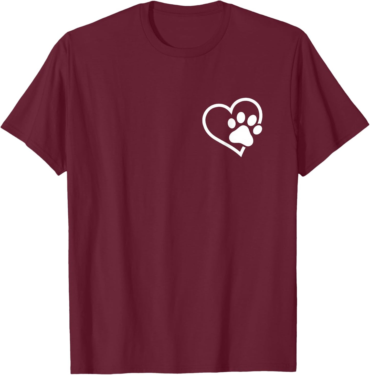 Herz mit Pfote für Hunde oder Katzen Besitzer T-Shirt - T-Shirt | Maroon