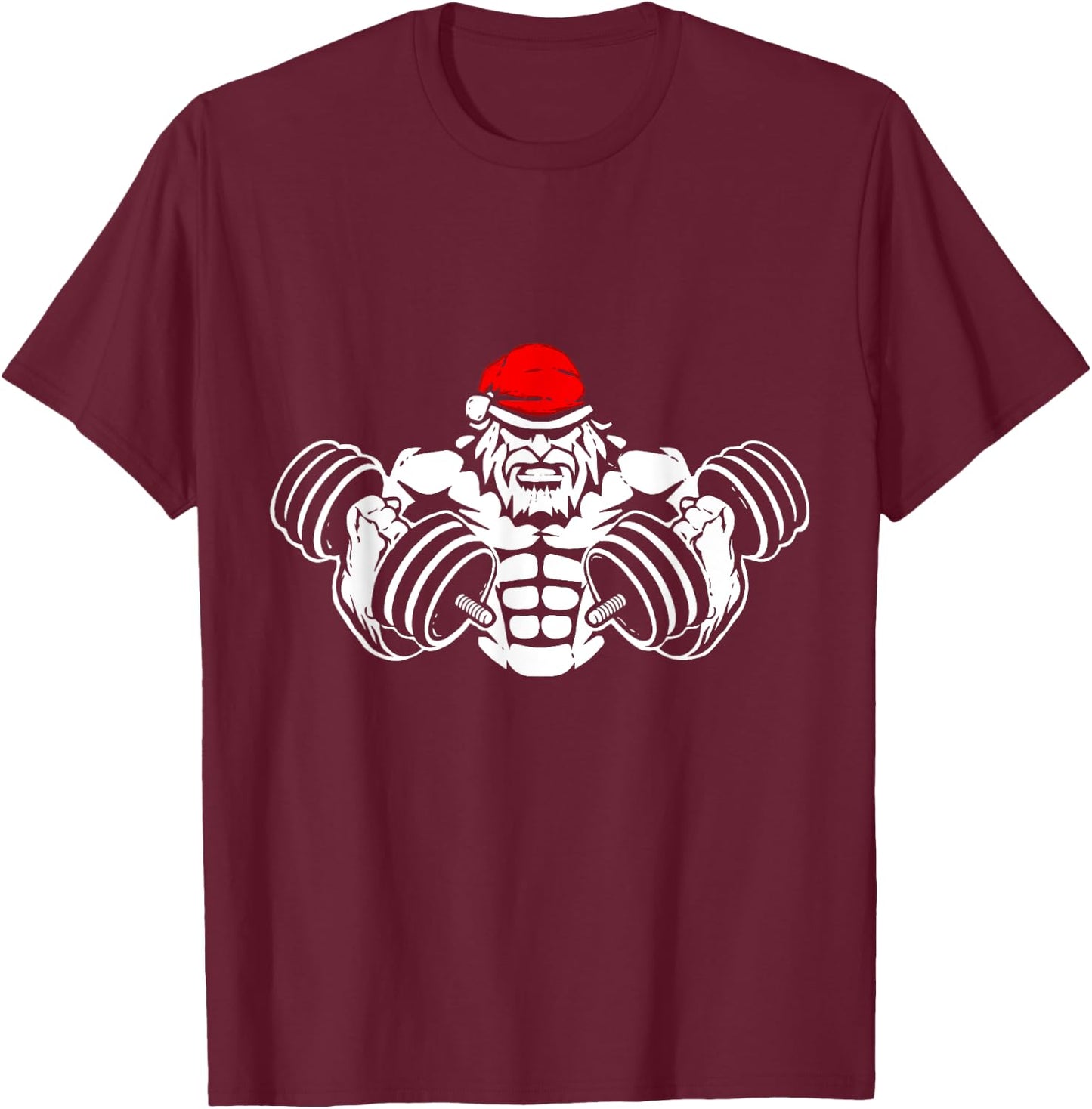 Funny Christmas Santa - Workout Gym Rat Xmas Humor T-Shirt - T-Shirt | Maroon
