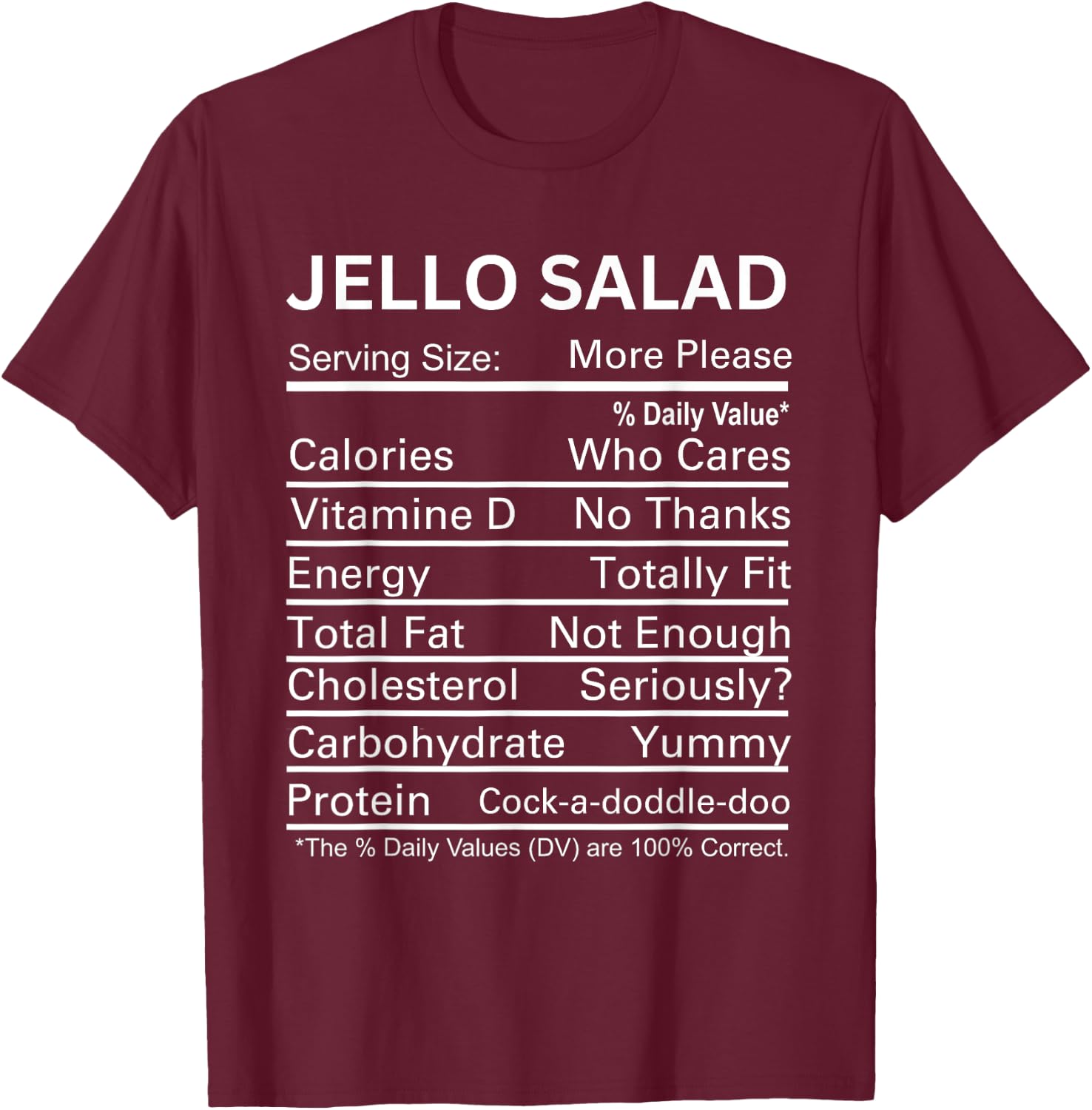 Thanksgiving Christmas Jello Salad Nutrition Food Fact T-Shirt - T-Shirt | Maroon