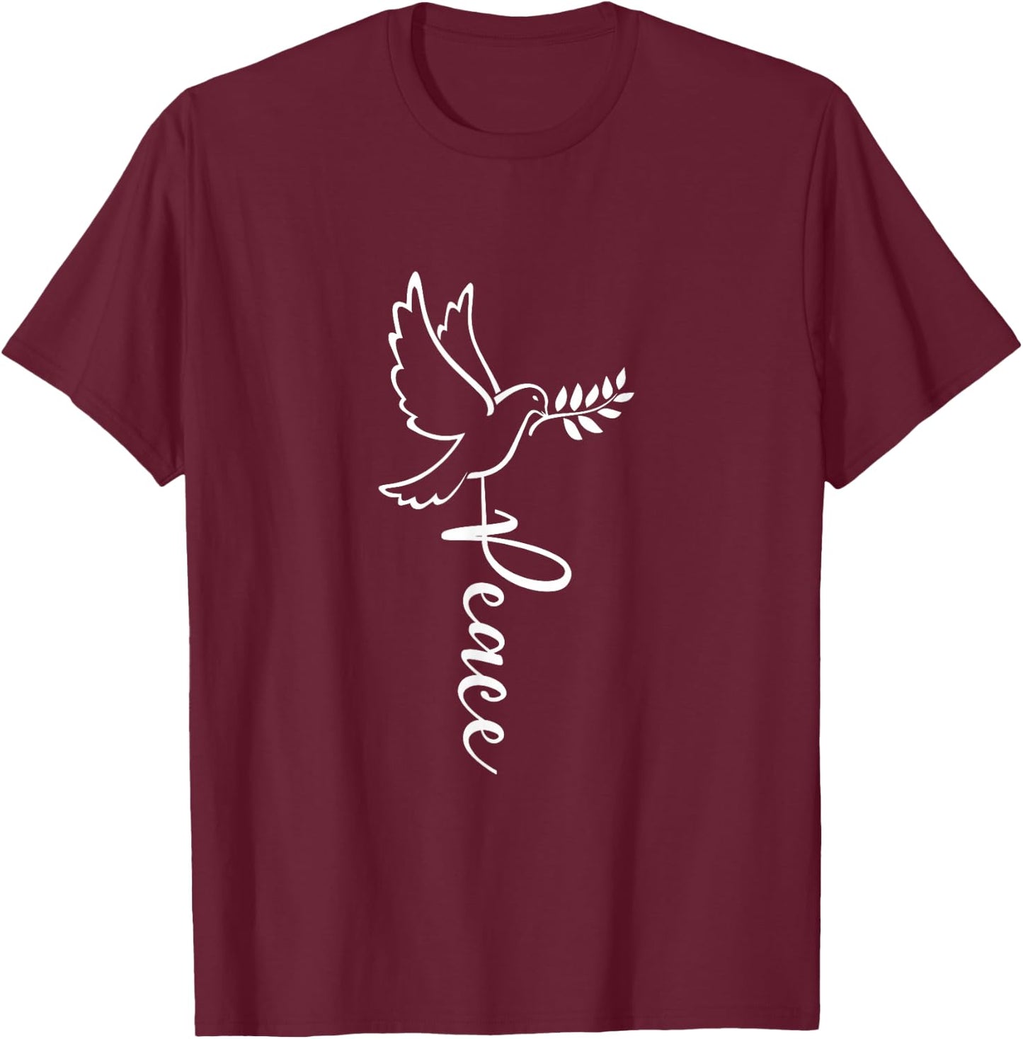 Dove of Peace for Freedom and Happiness with Peace , black T-Shirt - T-Shirt | Maroon