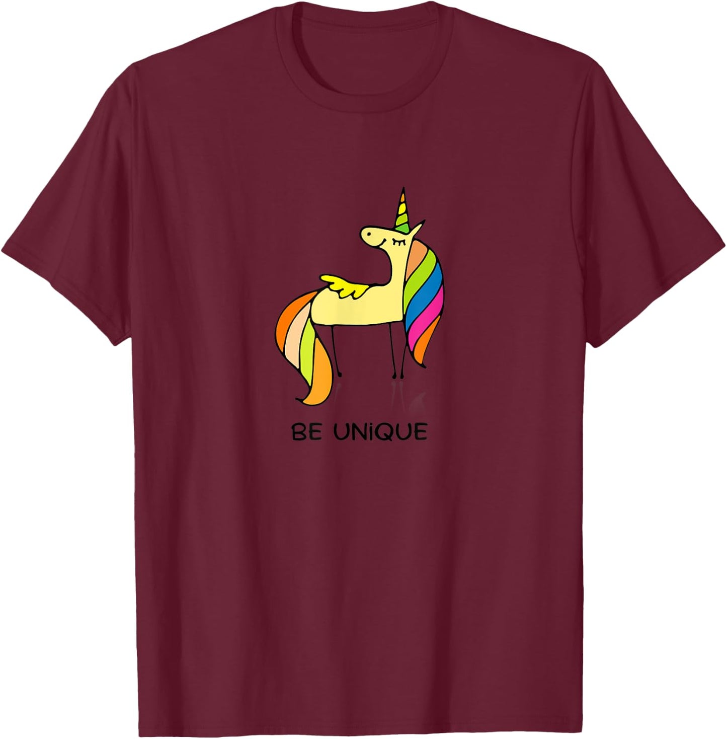 Be Unique UniCorn Funny Cool T-Shirt - T-Shirt | Maroon