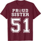 Custom Proud Football Sister Number 51 Personalized Women T-Shirt - T-Shirt | Maroon