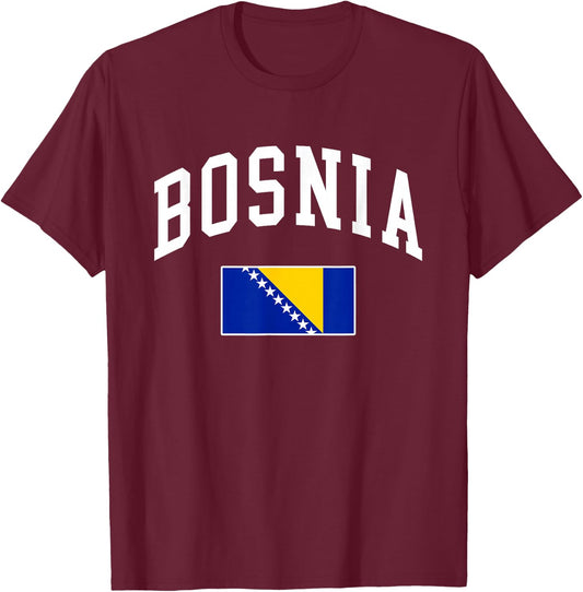 Bosnia and Herzegovina Flag Retro Vintage Classic Graphic T-Shirt - T-Shirt | Maroon